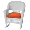 Jeco Jeco W00206R-B-2-FS016 White Rocker Wicker Chair With Orange Cushion - Set 2 W00206R-B_2-FS016